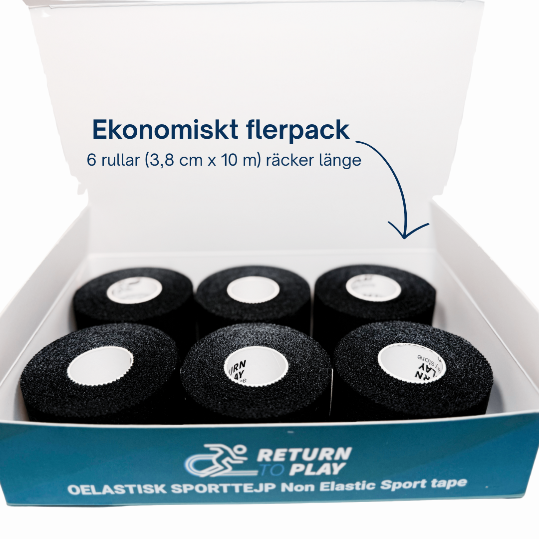 Return to Play Sports Tape Black 6-Pack 3.8 cm x 10 m