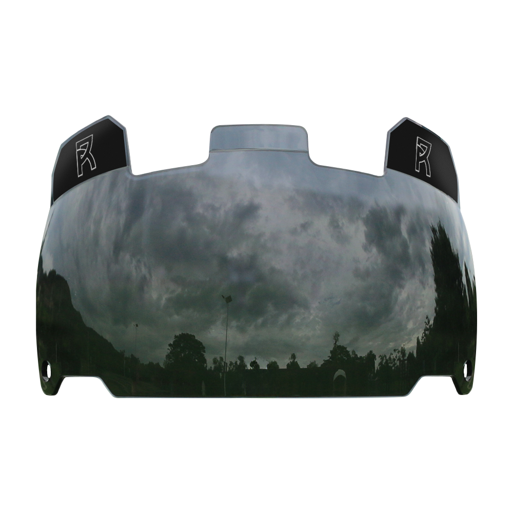 Reyrr VISION MIDNIGHT BLACK football visor with 80% tint, high-impact polycarbonate, anti-fog and scratch-resistant coating.