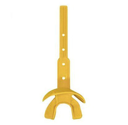 Yellow Vettex Doubleguard football mouthguard with adjustable strap and lip protection
