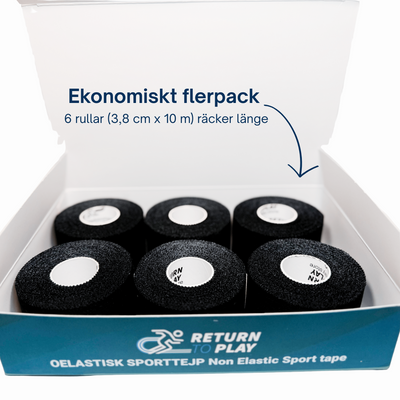 Return to Play Sports Tape Black — individual roll close-up
