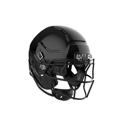 Schutt F7 AIR helmet in Gloss Black, three-quarter view