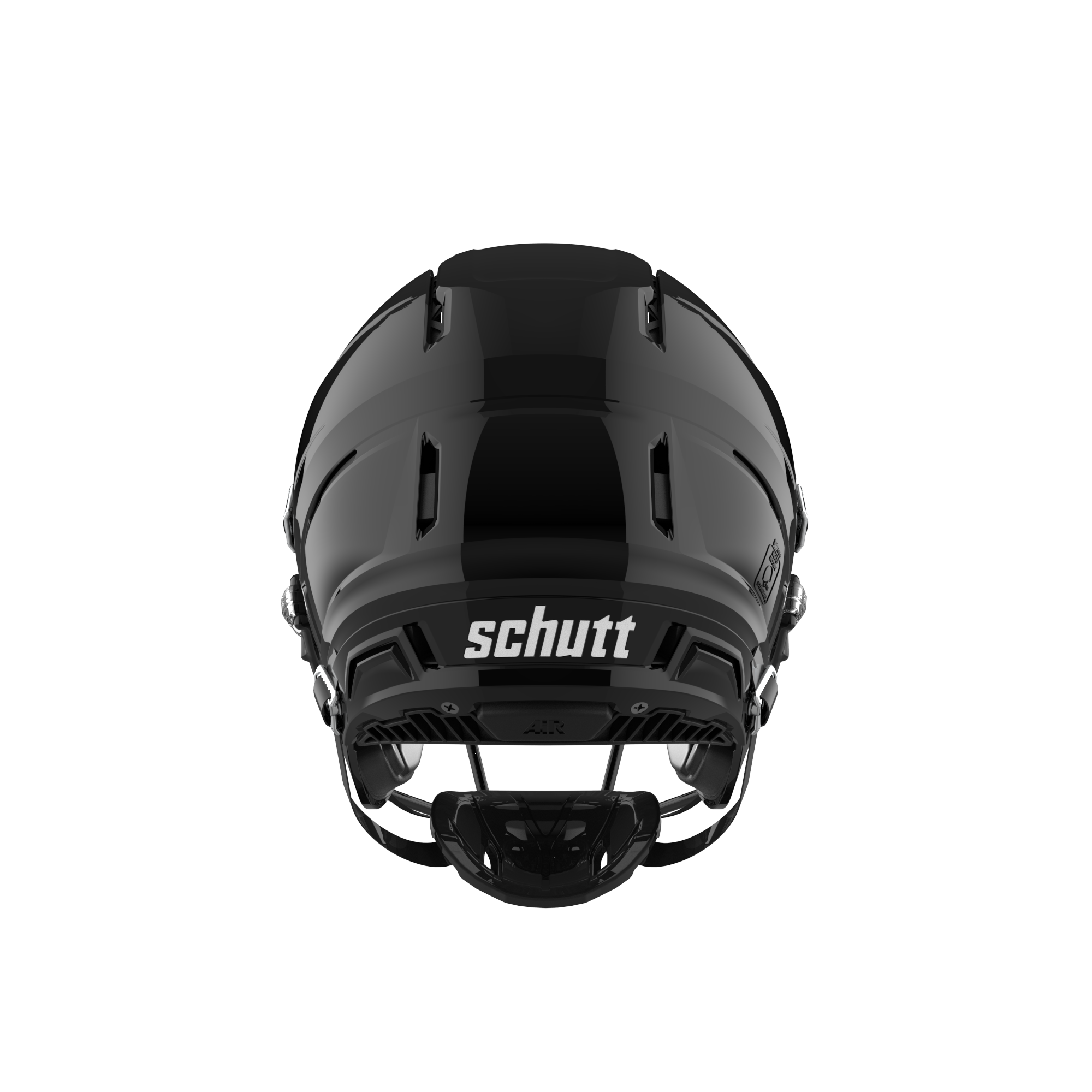 Schutt F7 AIR helmet in Gloss Black, rear view