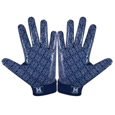 Reyrr Zero gloves in navy blue with grip-enhancing pattern, designed for football and floorball players.