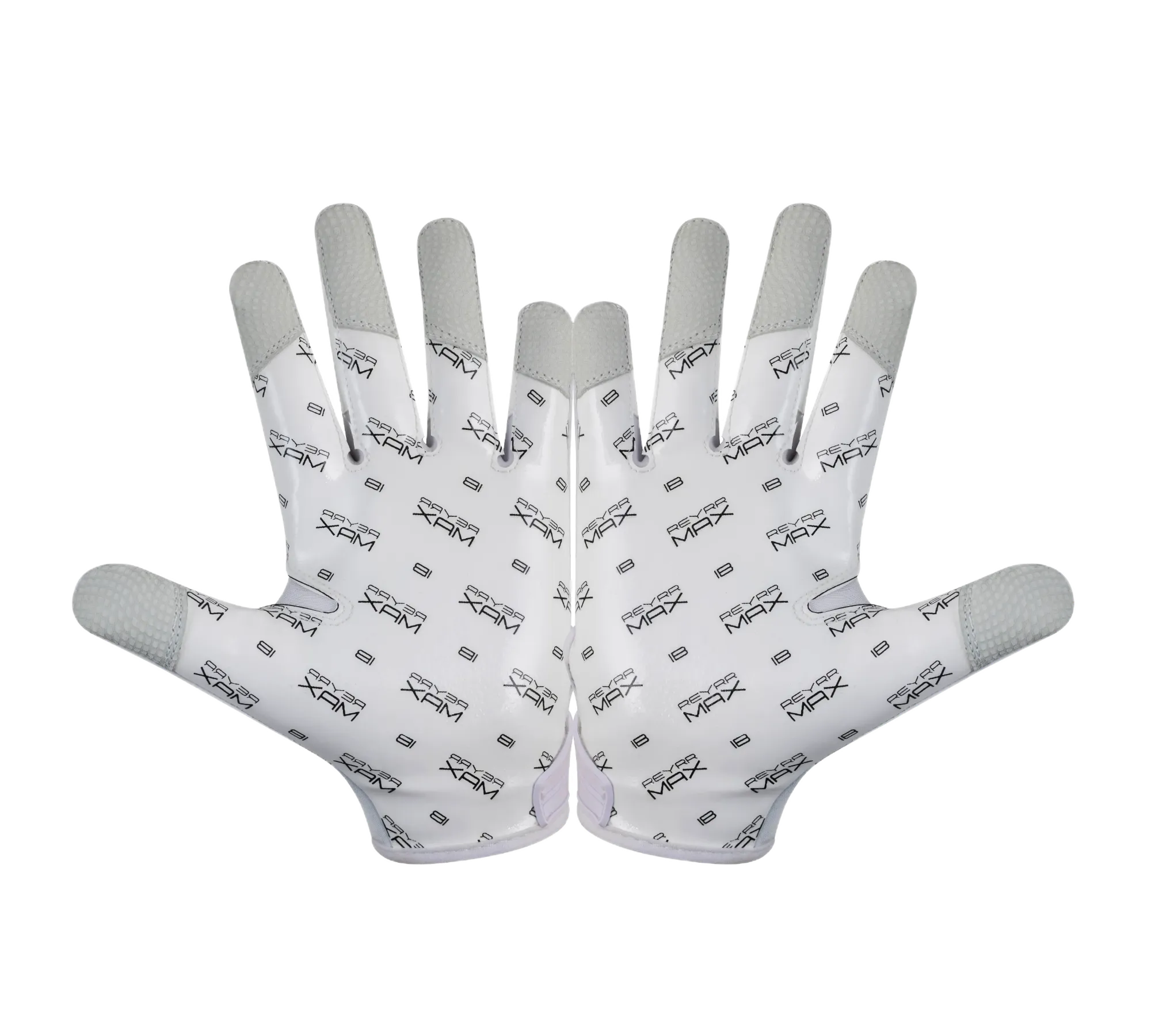 IB MAX Floorball Goalie Practice Gloves with silicone grip and leather fingertips for durability and control, featuring breathable comfort and Reyrr MAX branding.