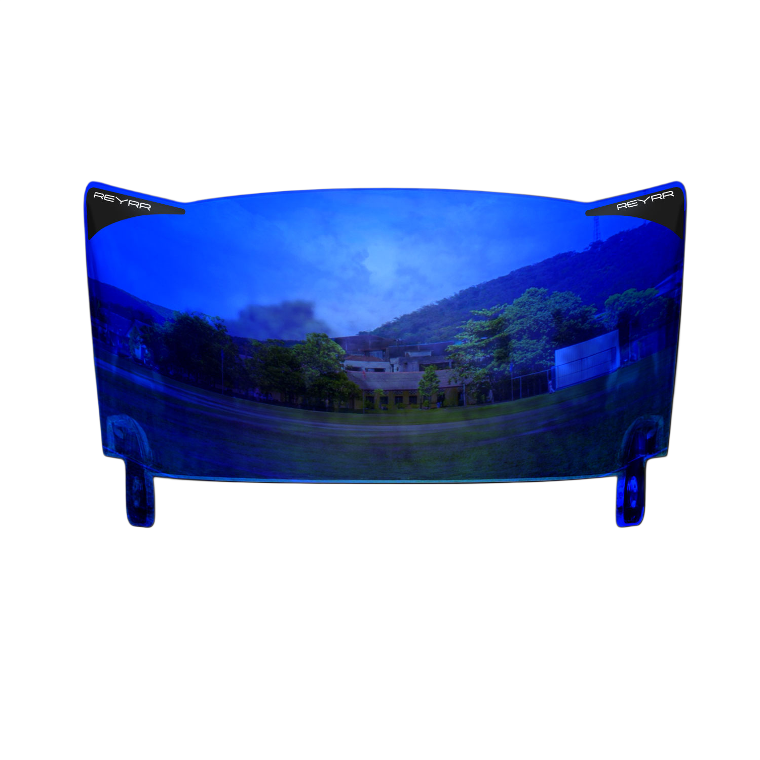 Reyrr VIZU DEEP OCEAN BLUE ultra-wide polycarbonate football visor for Riddell Speedflex and Schutt F7 helmets with LXO optics and UV protection