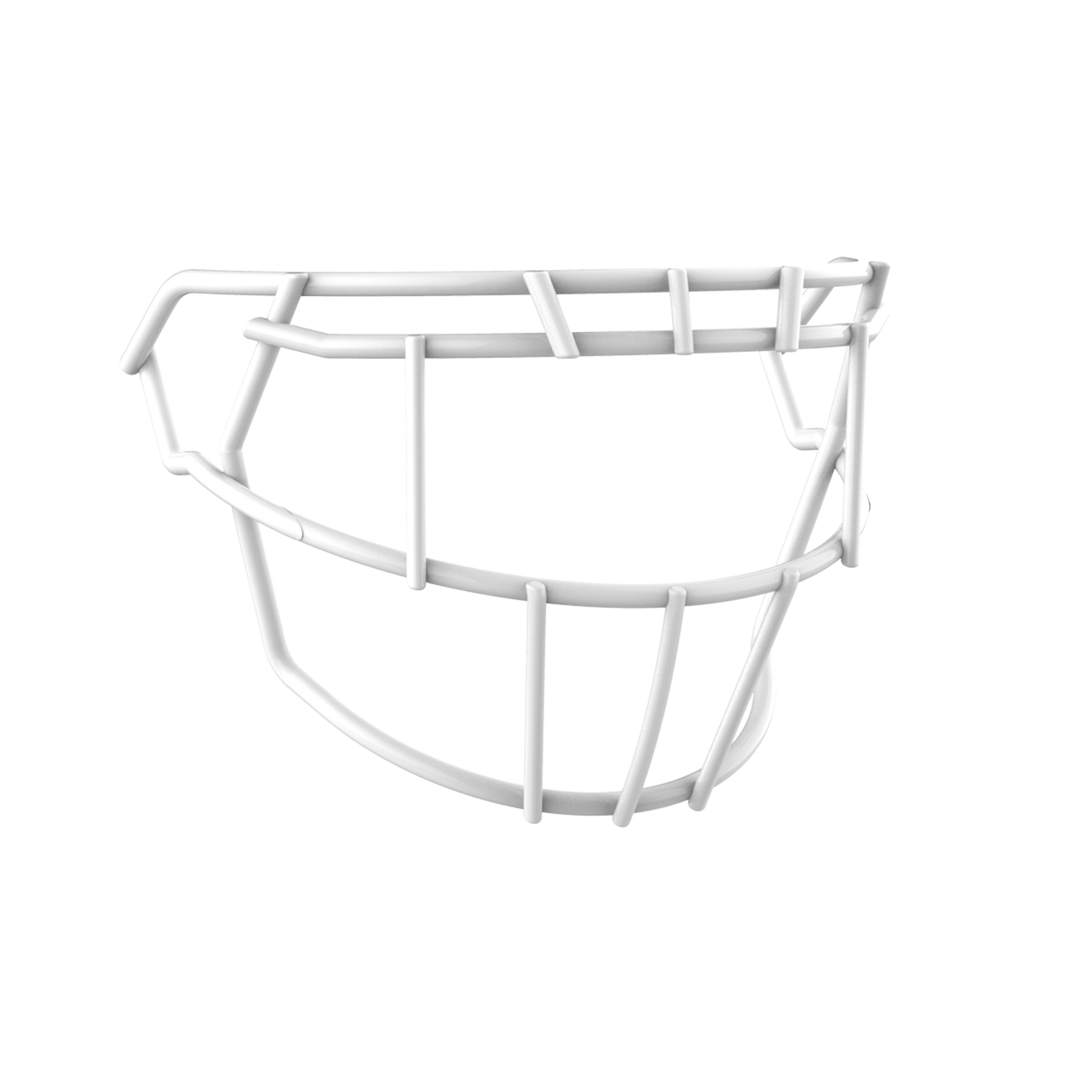 Schutt F7 EGOP II NB white football helmet faceguard with raised brow and tapered design for impact deflection and increased motion range