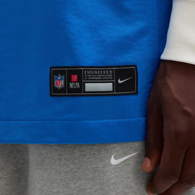 Detroit Lions blue jersey sleeve branding