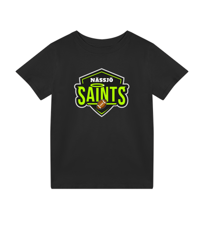 Nässjö Saints Kids Tee in black with logo, made of 100% organic cotton, classic fit for kids and teens