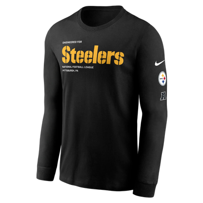 Black long-sleeve shirt with 'Stealers' text and Nike logo on a white background