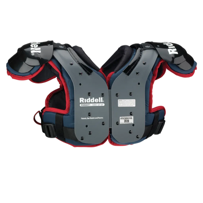 Riddell Pursuit Youth football shoulder pads with integrated deltoid protection and adjustable fit